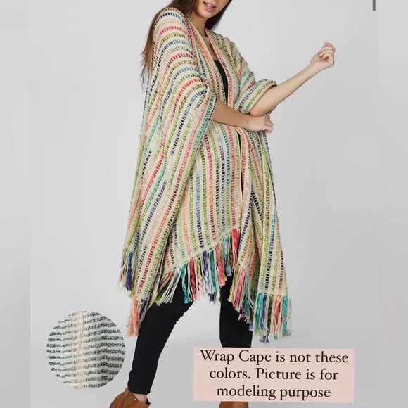 New America & Beyond Winter Cape in Pink/Black/White/Cream - No Size - Picture 3 of 9